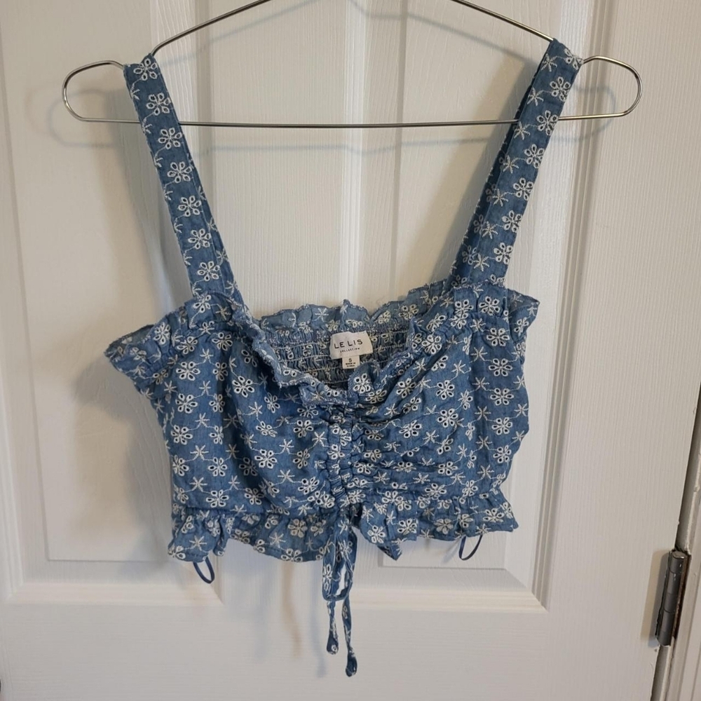 Lelis Eyelet Crop Top Tank